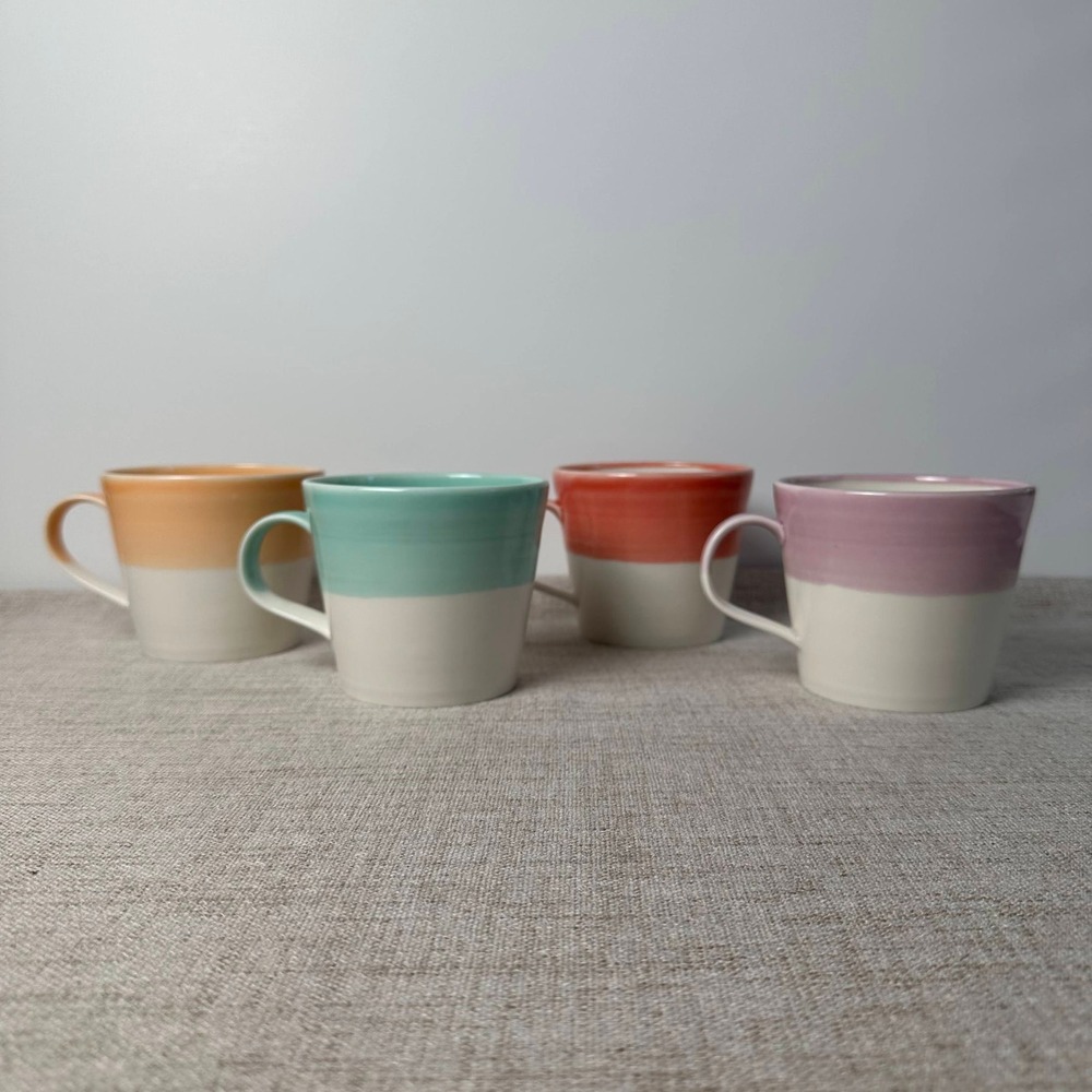 Royal Doulton 1815 Brights Mugs Set of 4 Colorblock Porcelain Cups